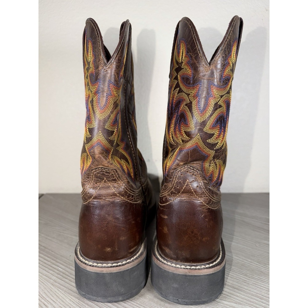 Justin Driller Mens Work Boots SZ 10.5 D Brown Soft Square Toe WK4681 - Picture 4 of 9